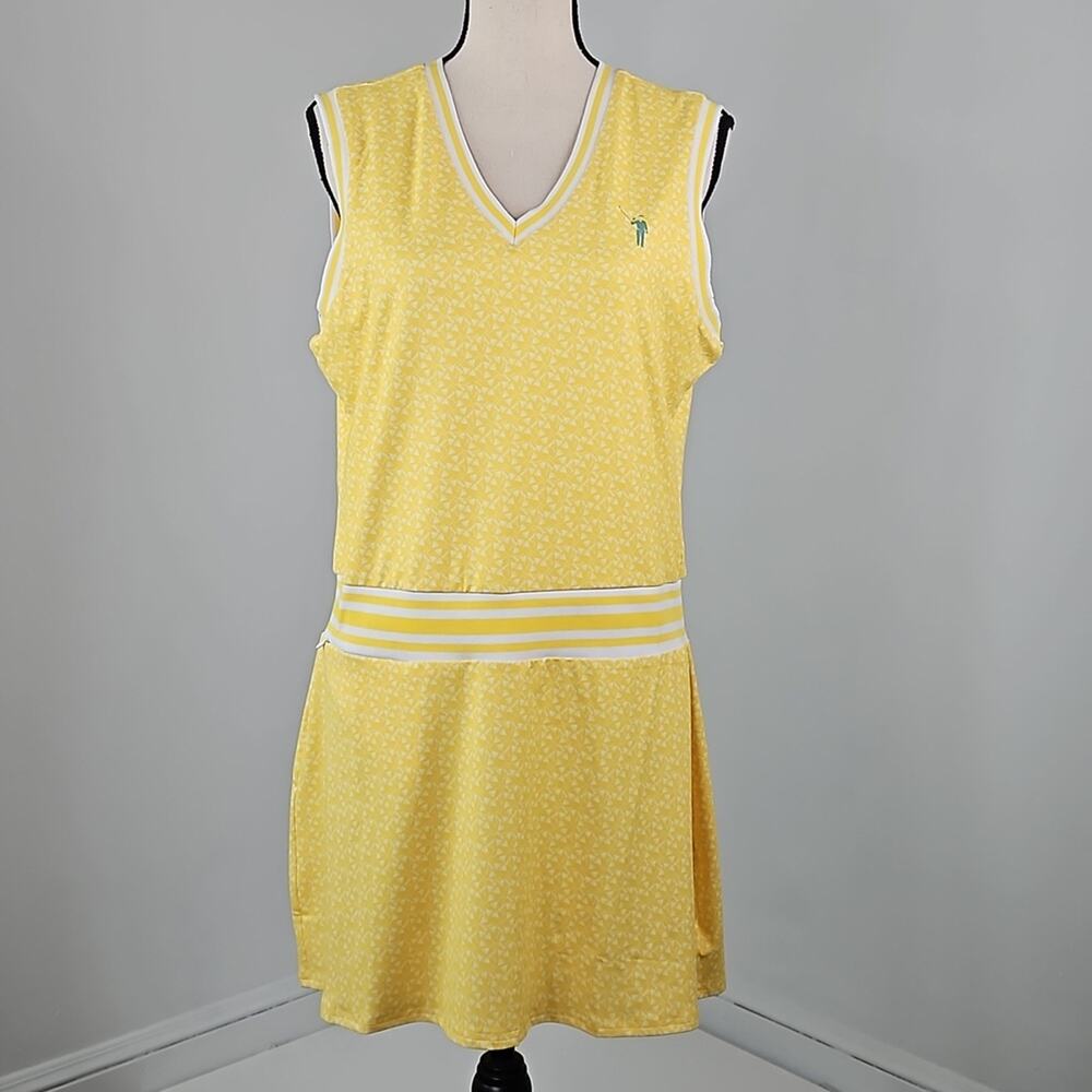 William Murry Golf Sleeveless Yellow Print Dress | Women's Large
